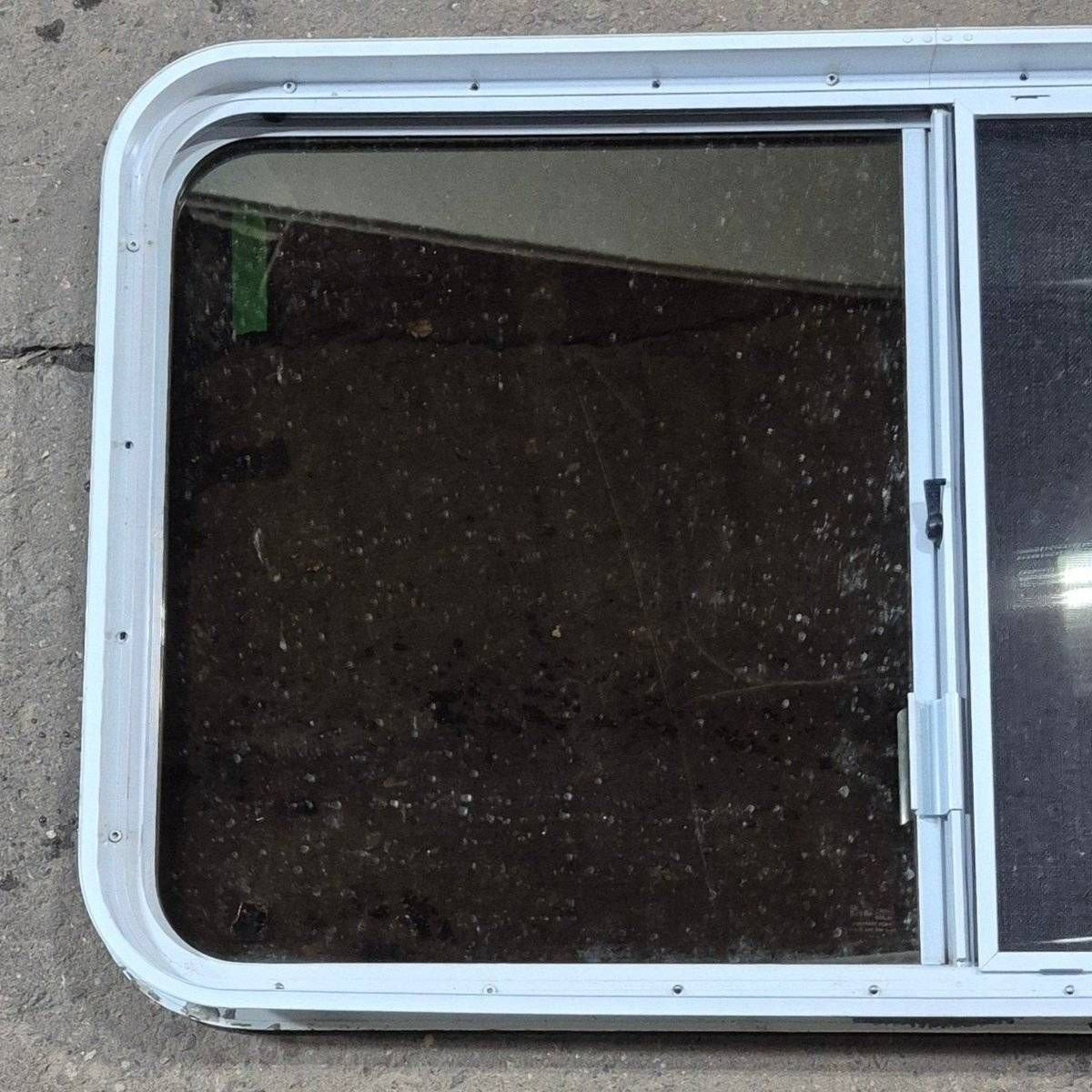 Used White Radius Opening Window - 42 5/8" X 24 3/8" X 1 7/8" - Young Farts RV Parts