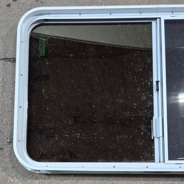 Used White Radius Opening Window - 42 5/8" X 24 3/8" X 1 7/8" - Young Farts RV Parts