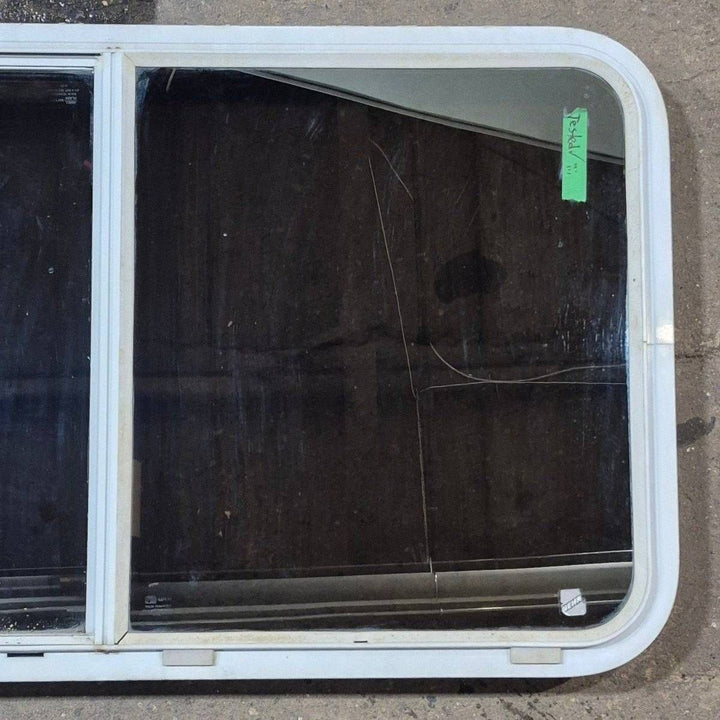 Used White Radius Opening Window - 42 5/8" X 24 3/8" X 1 7/8" - Young Farts RV Parts