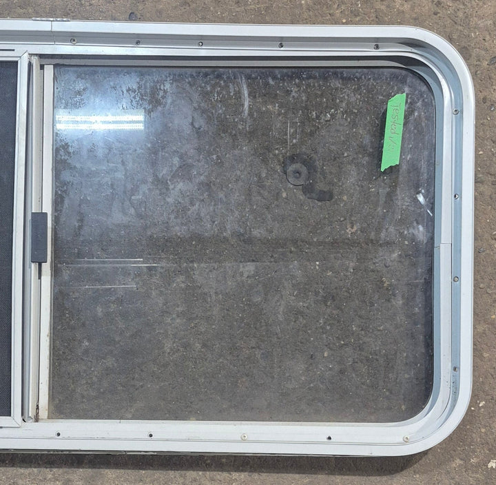 Used White Radius Opening Window : 45 1/2" W x 21 1/4" H x 1 3/4" D - Young Farts RV Parts