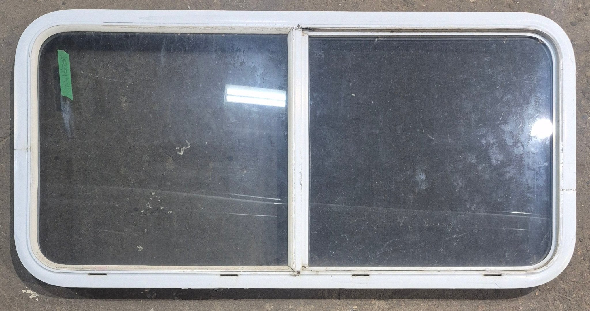 Used White Radius Opening Window : 45 1/2" W x 21 1/4" H x 1 3/4" D - Young Farts RV Parts