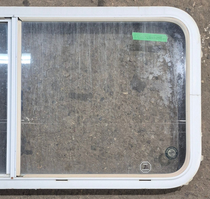 Used White Radius Opening Window : 45 1/4" W x 21 1/2" H x 1 5/8" D - Young Farts RV Parts