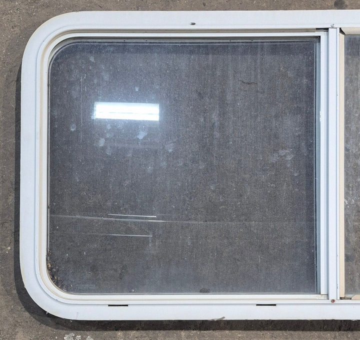Used White Radius Opening Window : 45 1/4" W x 21 1/2" H x 1 5/8" D - Young Farts RV Parts