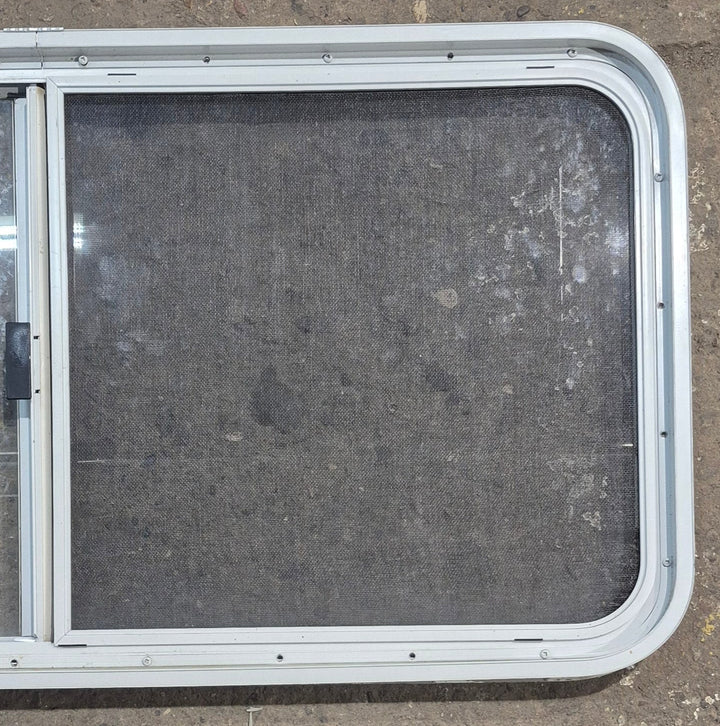 Used White Radius Opening Window : 45 1/4" W x 21 1/2" H x 1 5/8" D - Young Farts RV Parts