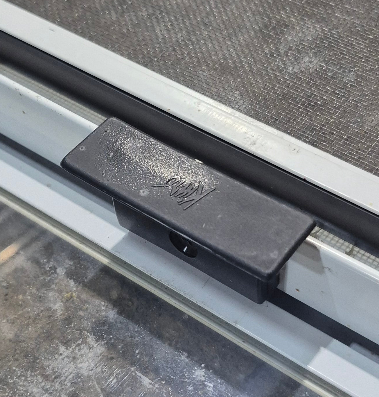 Used White Radius Opening Window : 45 1/4" W x 21 1/2" H x 1 5/8" D - Young Farts RV Parts