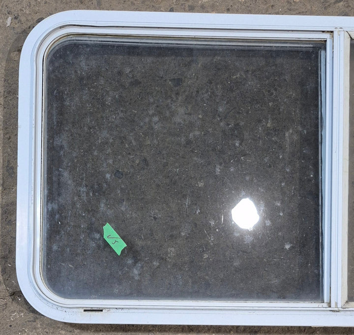Used White Radius Opening Window : 45 1/4" W x 21 1/2" H x 1 7/8" D - Young Farts RV Parts