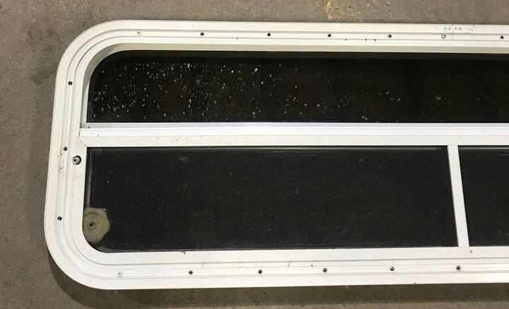 Used White Radius Opening Window : 47 1/2" W x 14 1/2" H x 1 7/8" D - Young Farts RV Parts