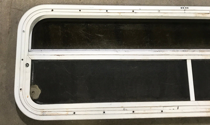 Used White Radius Opening Window : 47 1/2" W x 14 1/2" H x 1 7/8" D - Young Farts RV Parts