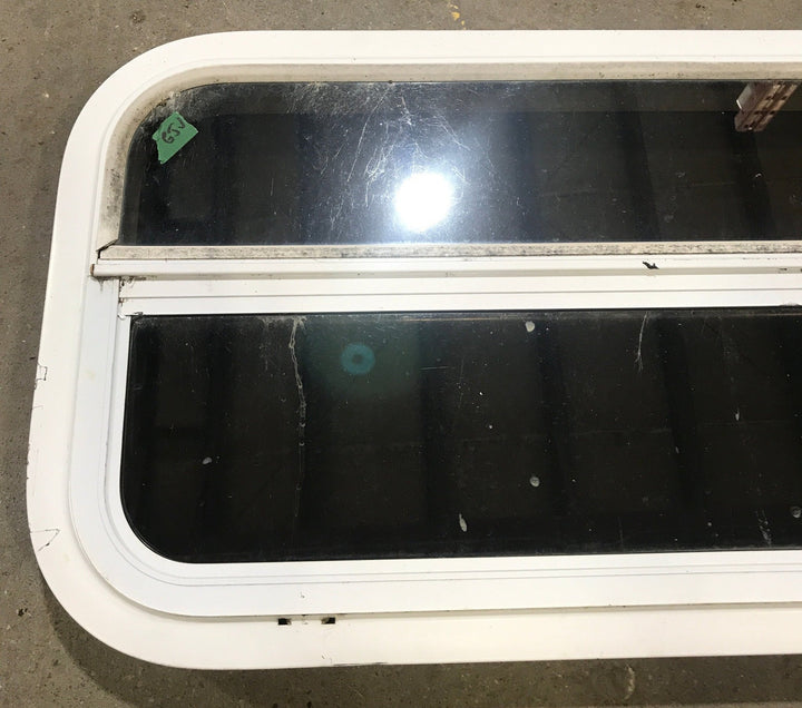 Used White Radius Opening Window : 47 1/2" W x 14 1/2" H x 1 7/8" D - Young Farts RV Parts