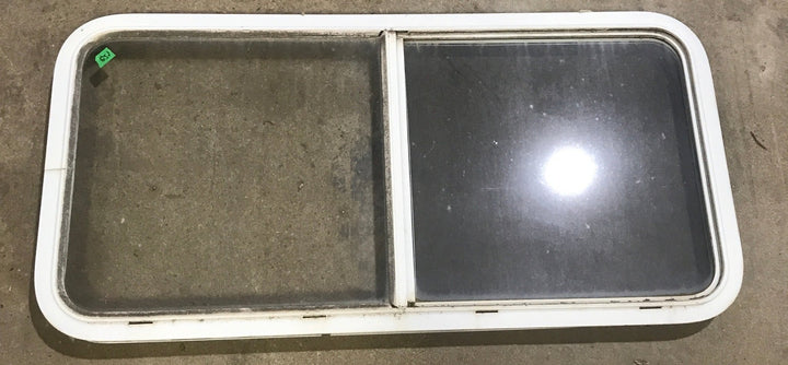 Used White Radius Opening Window : 47 1/2" W x 21 1/2" H x 1 7/8" D - Young Farts RV Parts