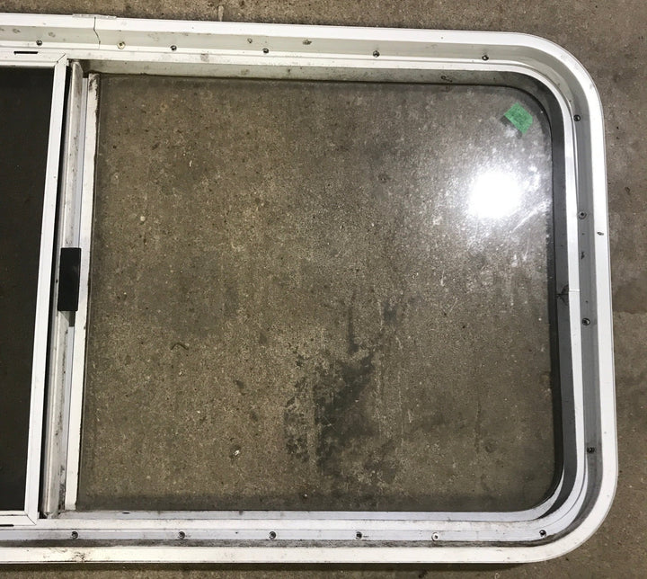 Used White Radius Opening Window : 47 1/2" W x 21 1/2" H x 1 7/8" D - Young Farts RV Parts
