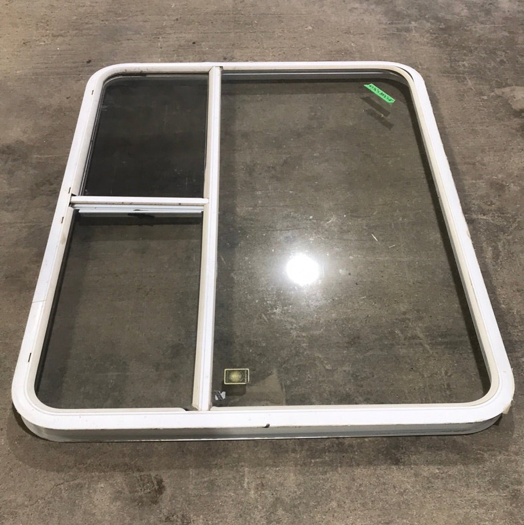 Used White Radius Opening Window : 47 1/2" W x 35 1/2" H x 2" D - Young Farts RV Parts