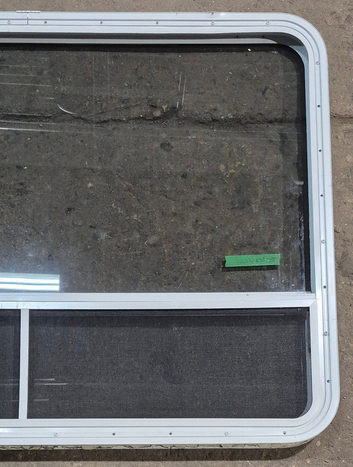 Used White Radius Opening Window : 47 1/4" W x 34 1/4" H x 1 3/4" D - Young Farts RV Parts