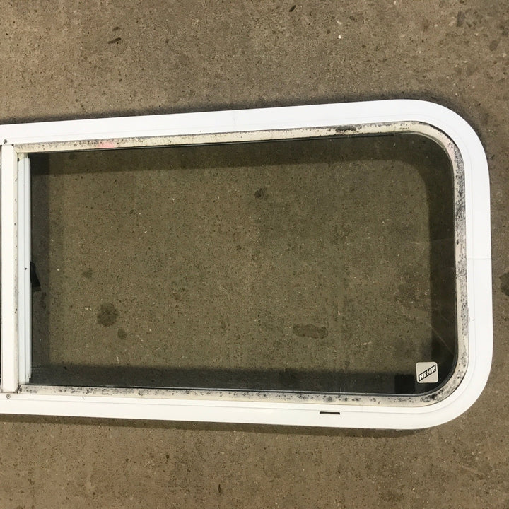 Used White Radius Opening Window : 48" W x 14 3/4" H x 1 7/8" D - Young Farts RV Parts