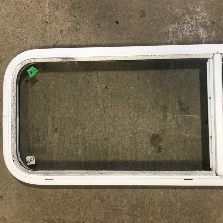 Used White Radius Opening Window : 48" W x 14 3/4" H x 1 7/8" D - Young Farts RV Parts