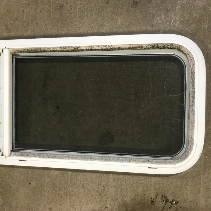 Used White Radius Opening Window : 48" W x 14 3/4" H x 1 7/8" D - Young Farts RV Parts