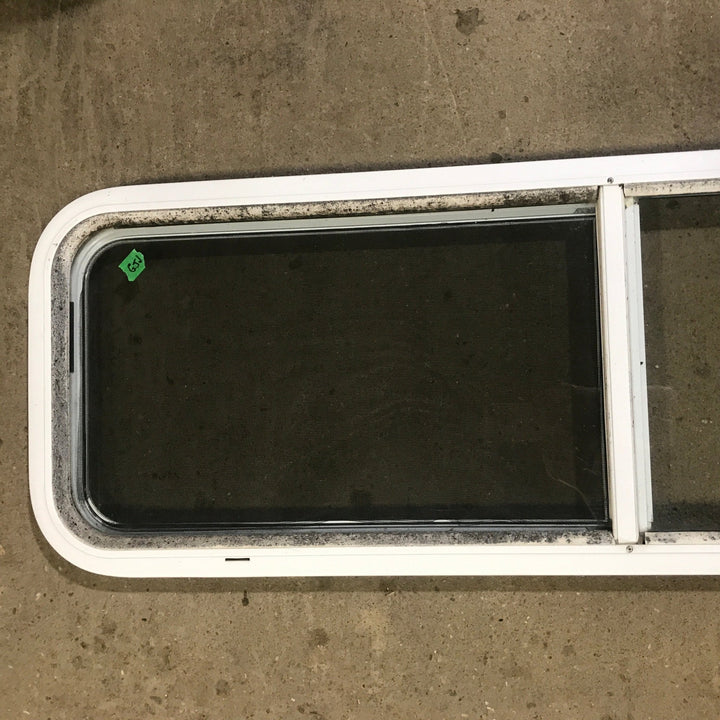 Used White Radius Opening Window : 48" W x 14 3/4" H x 1 7/8" D - Young Farts RV Parts
