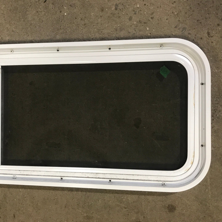 Used White Radius Opening Window : 48" W x 14 3/4" H x 1 7/8" D - Young Farts RV Parts
