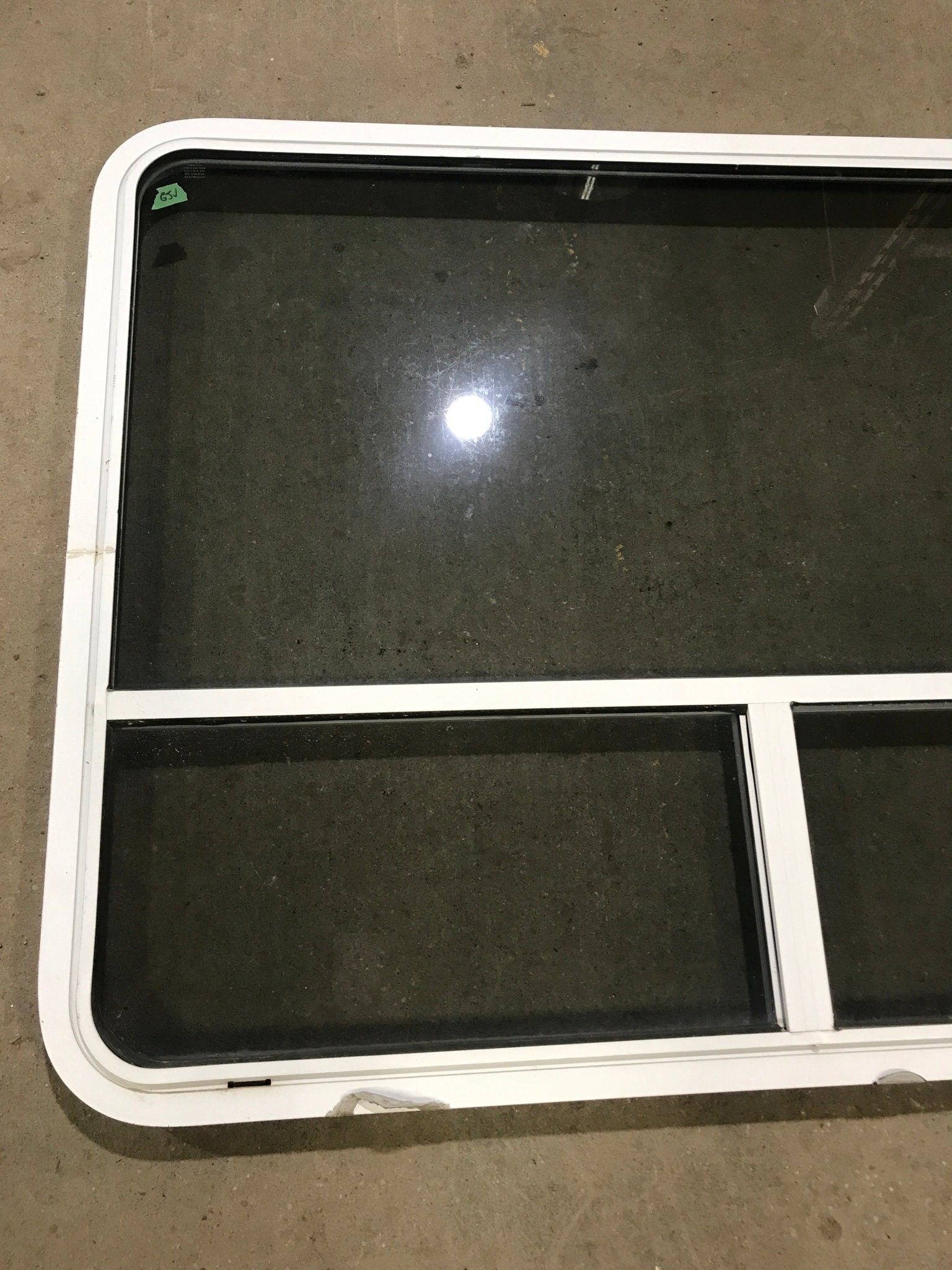 Used White Radius Opening Window : 48" W x 35 1/2" H x 2" D - Young Farts RV Parts