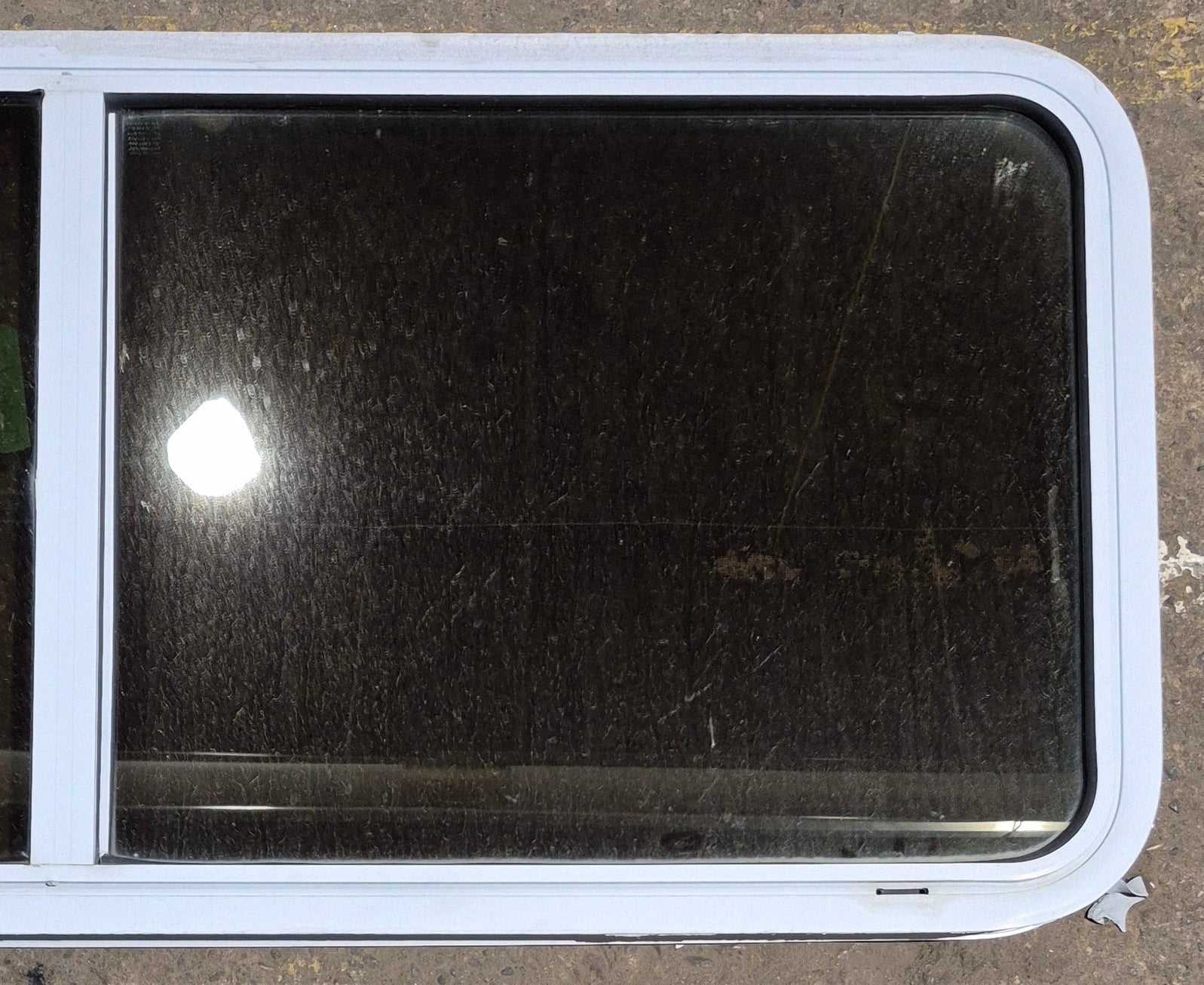 Used White Radius Opening Window : 54 1/4" W x 21 3/4" H x 1 7/8" D - Young Farts RV Parts