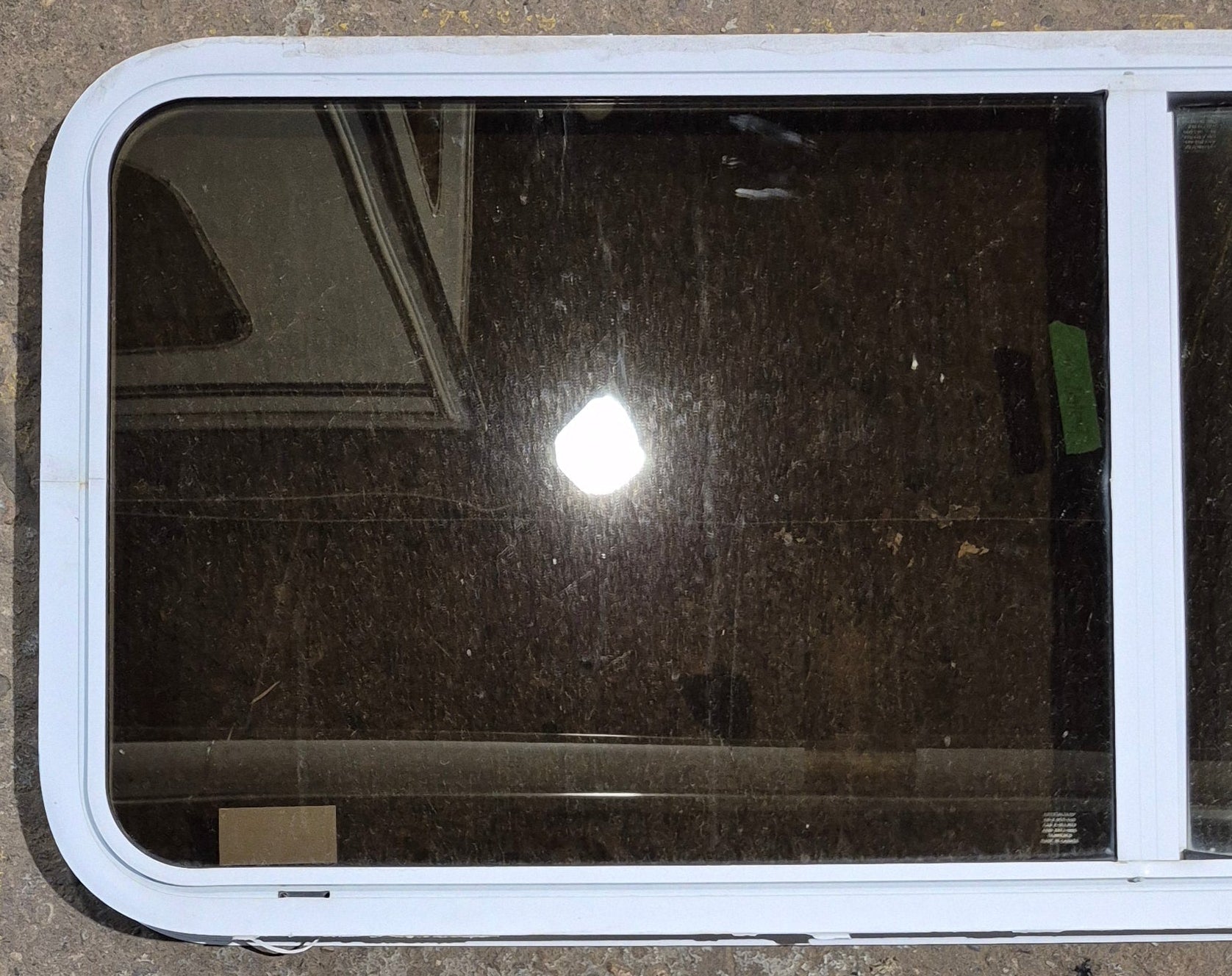 Used White Radius Opening Window : 54 1/4" W x 21 3/4" H x 1 7/8" D - Young Farts RV Parts