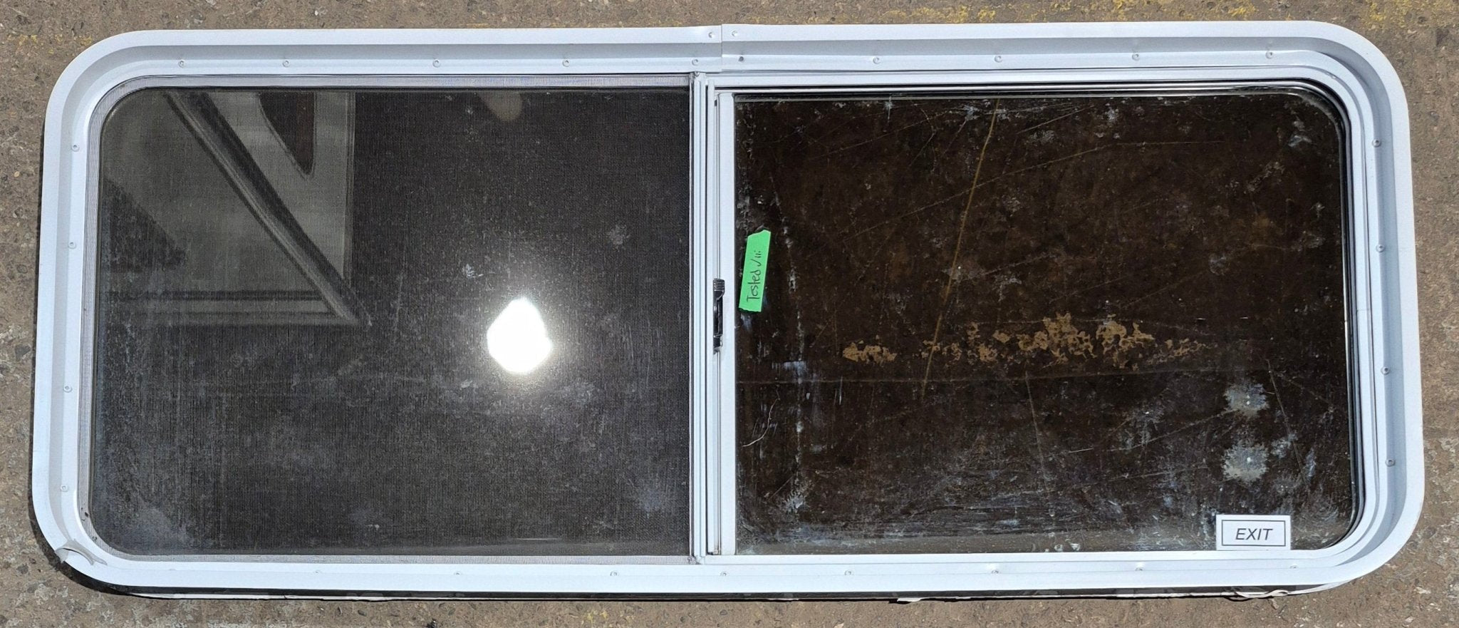 Used White Radius Opening Window : 54 1/4" W x 21 3/4" H x 1 7/8" D - Young Farts RV Parts