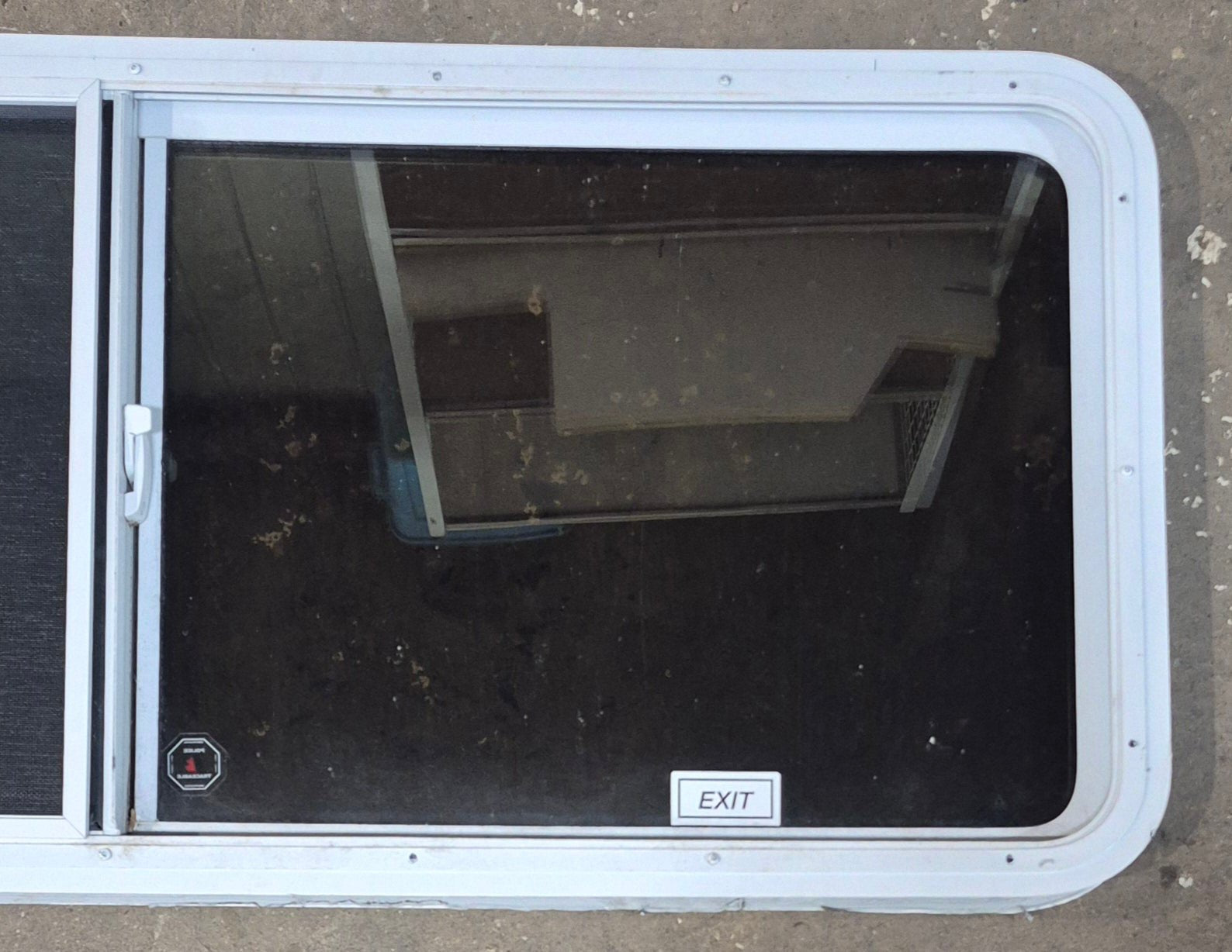 Used White Radius Opening Window : 54" W x 21 1/2" H x 1 7/8" D - Young Farts RV Parts