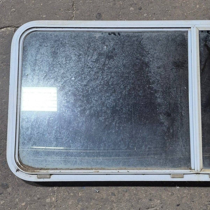 Used White Radius Opening Window - 57 1/4" X 24 1/2" X 2" - Young Farts RV Parts