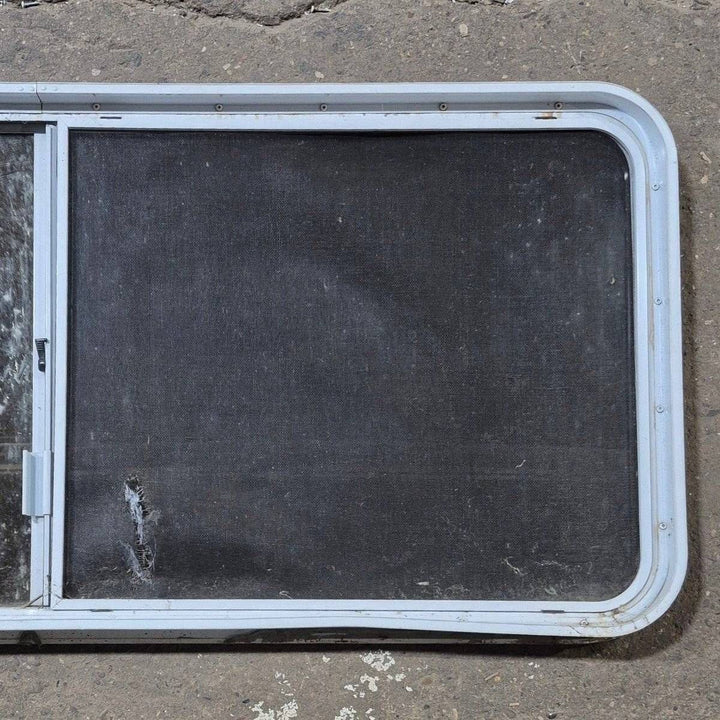 Used White Radius Opening Window - 57 1/4" X 24 1/2" X 2" - Young Farts RV Parts