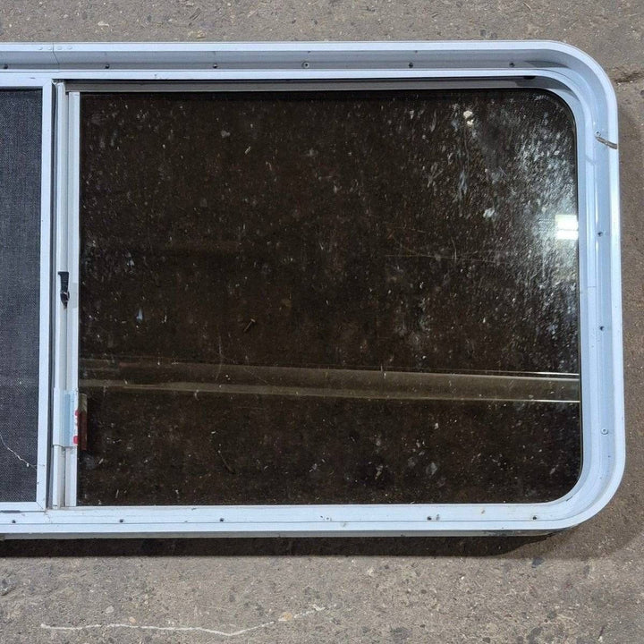 Used White Radius Opening Window - 57 1/4" X 24 1/2" X 2" - Young Farts RV Parts