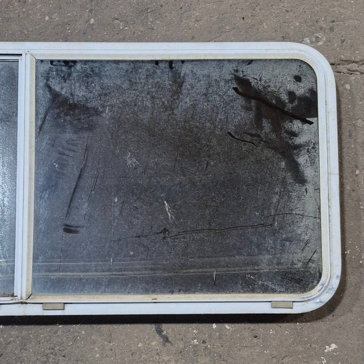 Used White Radius Opening Window - 57 1/4" X 24 1/2" X 2" - Young Farts RV Parts