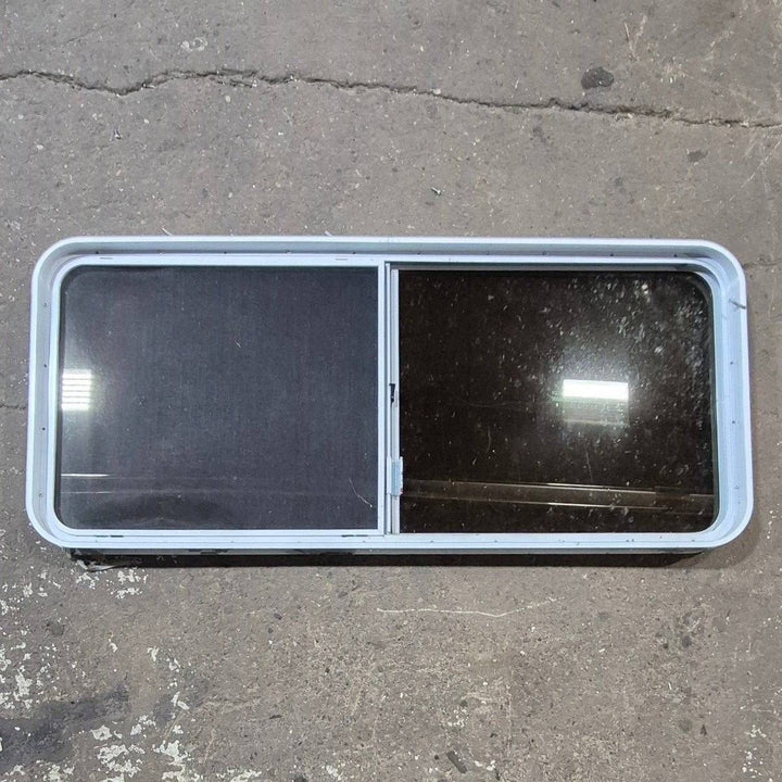 Used White Radius Opening Window - 57 1/4" X 24 1/2" X 2" - Young Farts RV Parts