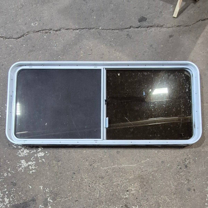 Used White Radius Opening Window - 57 1/4" X 24 1/2" X 2" - Young Farts RV Parts
