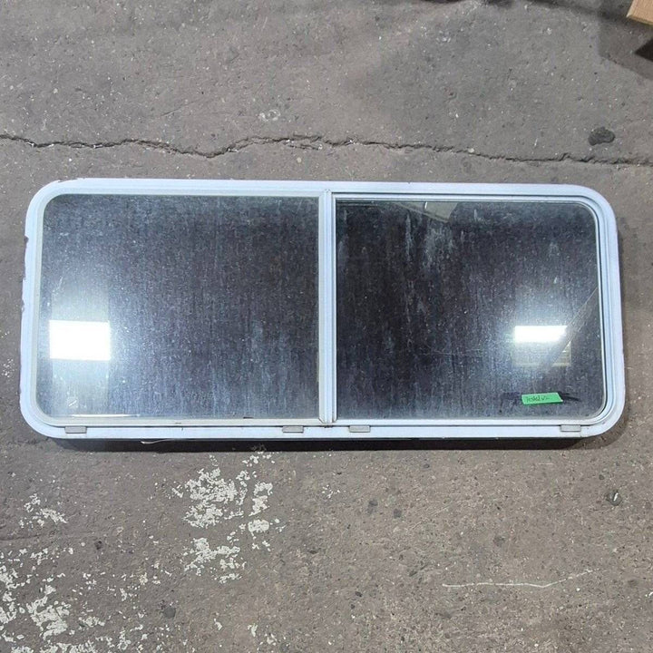 Used White Radius Opening Window - 57 1/4" X 24 1/2" X 2" - Young Farts RV Parts