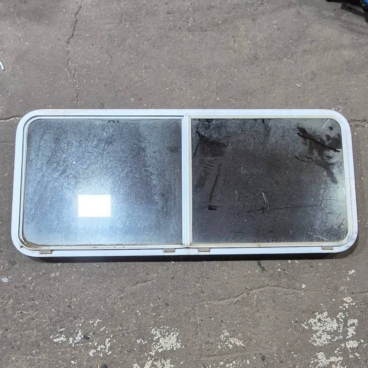 Used White Radius Opening Window - 57 1/4" X 24 1/2" X 2" - Young Farts RV Parts