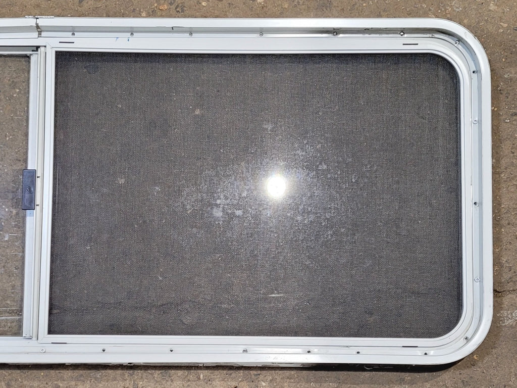 Used White Radius Opening Window : 59 1/4" W x 21 1/4" H x 1 3/4" D - Young Farts RV Parts