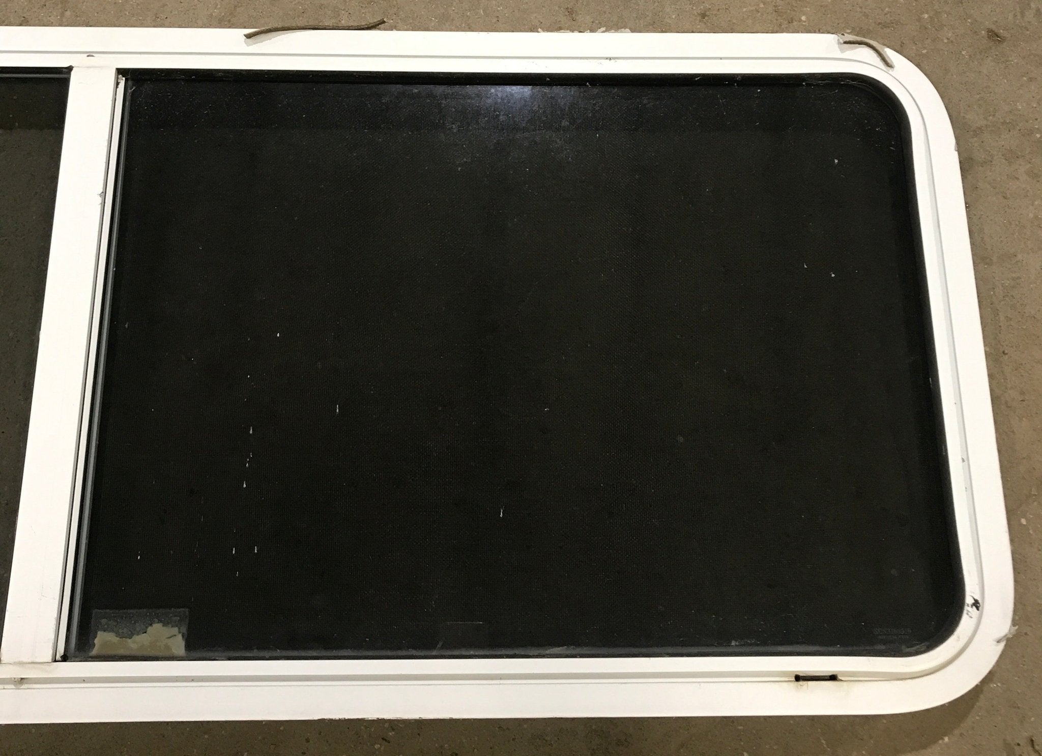 Used White Radius Opening Window : 60" W x 21 1/2" H x 2" D - Young Farts RV Parts