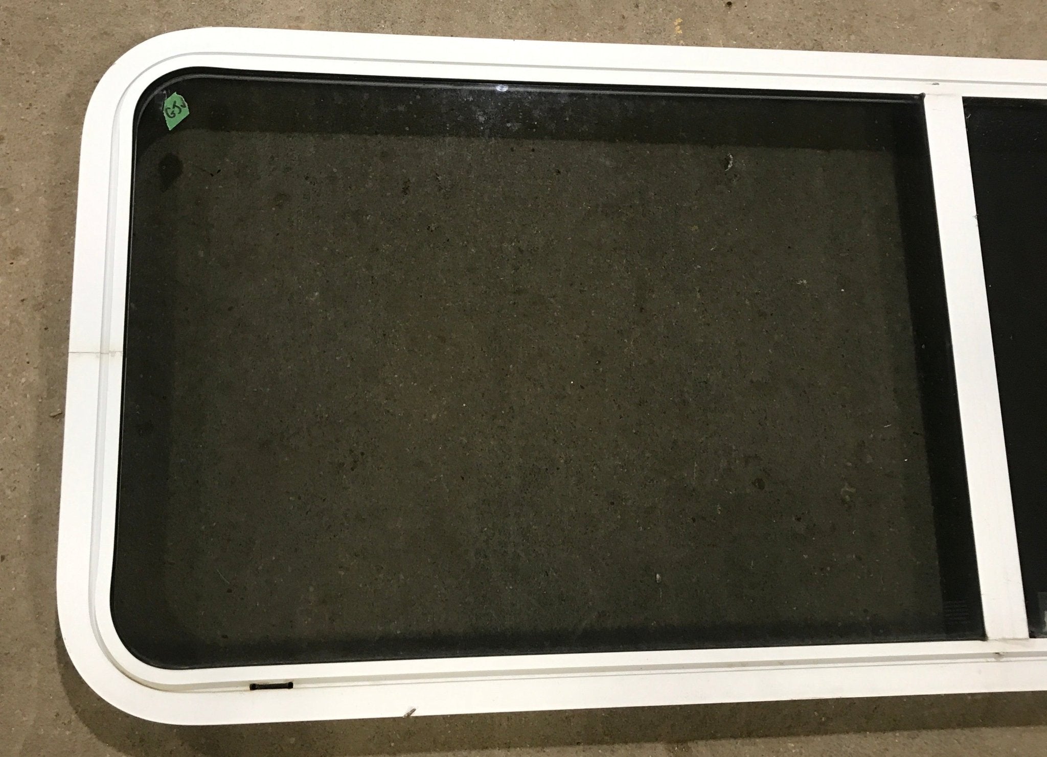 Used White Radius Opening Window : 60" W x 21 1/2" H x 2" D - Young Farts RV Parts