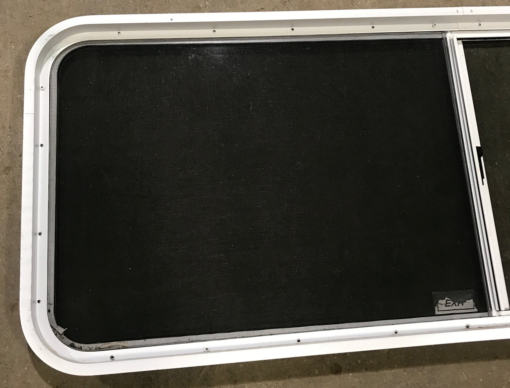 Used White Radius Opening Window : 60" W x 21 1/2" H x 2" D - Young Farts RV Parts