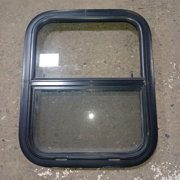 Used Young Farts RV Parts Black Radius Opening Window : 21.375″ X 17.375″ X 1.875″ - Young Farts RV Parts