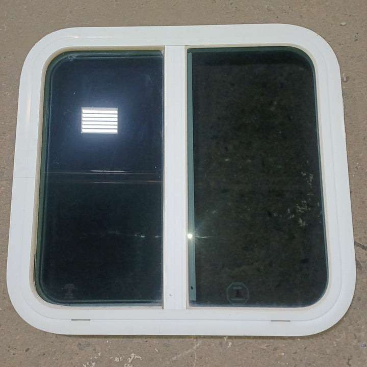 Used Young Farts RV Parts White Radius Opening Window - 22 7/8″ X 21.5″ X 1.25″ - 0757 Vanguard Industries - Young Farts RV Parts