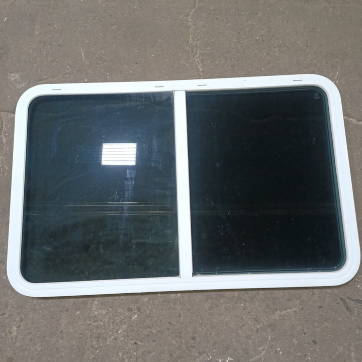 Used Young Farts RV Parts White Radius Opening Window : 47 1/4″ X 29″ X 1.25″ - 0757 Vanguard Industries - Young Farts RV Parts