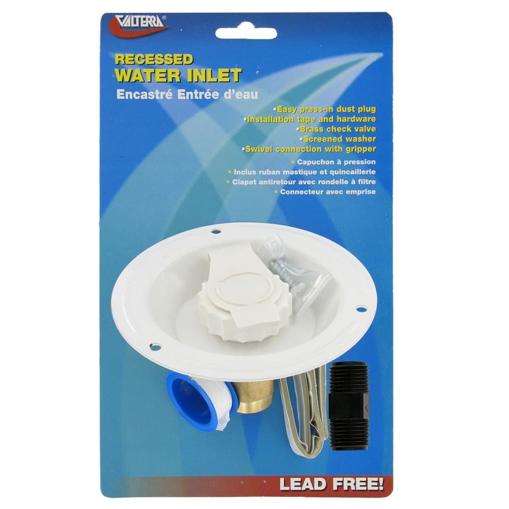 Water Inlet Metal Recessed True White - Young Farts RV Parts