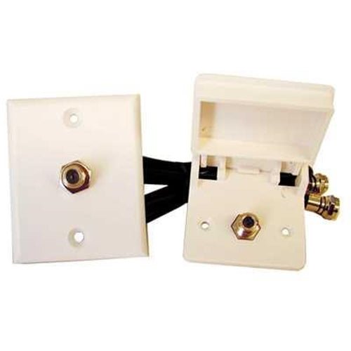 Weatherproof Cable TV Kit w/Cover Polar White - Young Farts RV Parts