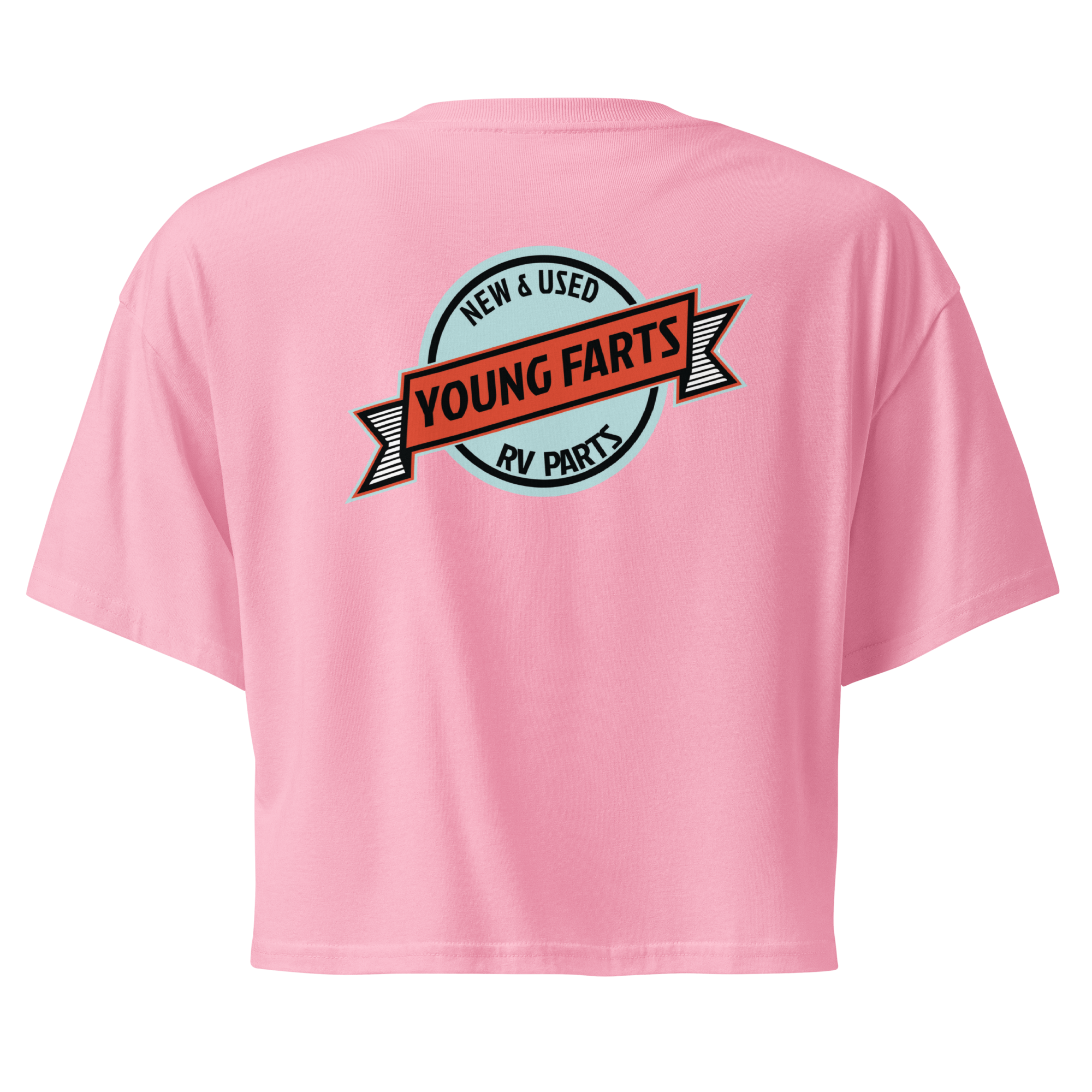 Young Farts Women’s Crop Top with front and back print in Hazy Pink