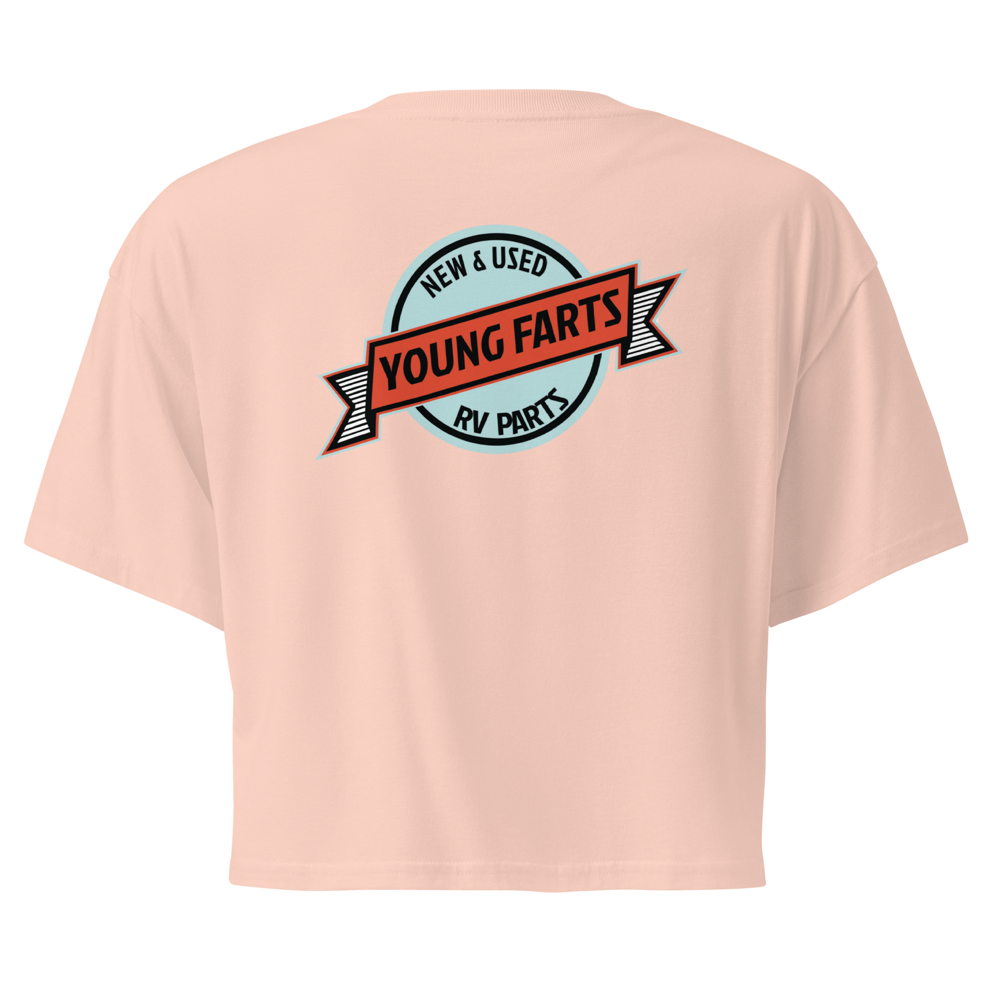 Young Farts Women’s Crop Top with front and back print in Hazy Pink