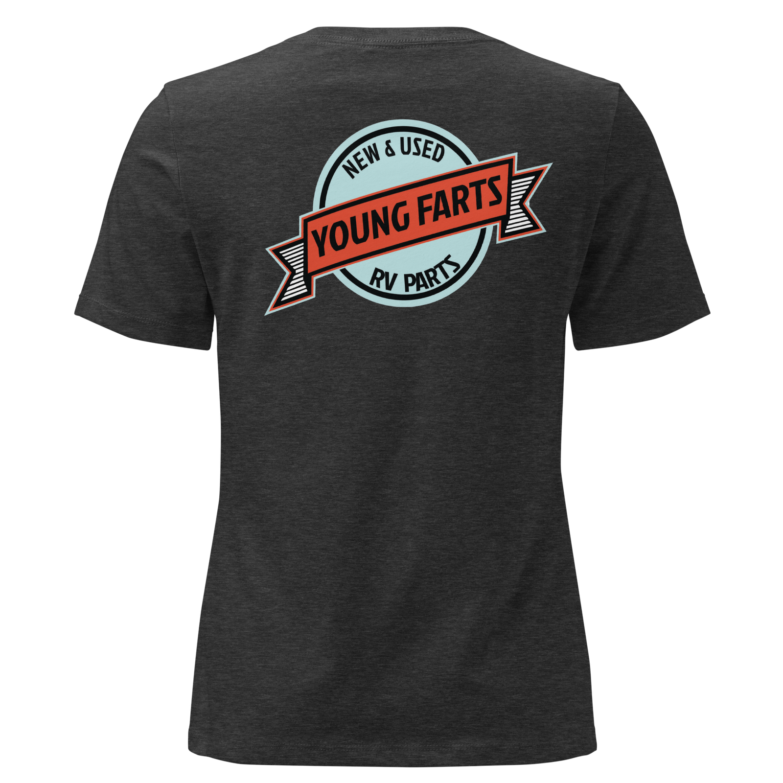 Young Farts Women’s Relaxed T-Shirt with front and back print in Dark Grey Heather