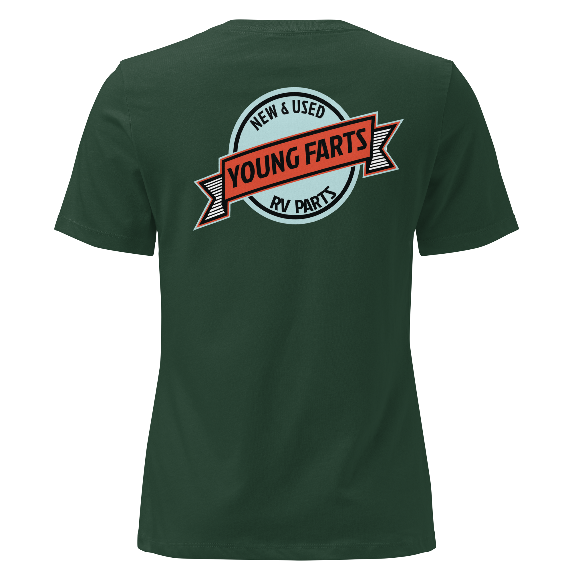 Young Farts Women’s Relaxed T-Shirt with front and back print in Forest Green