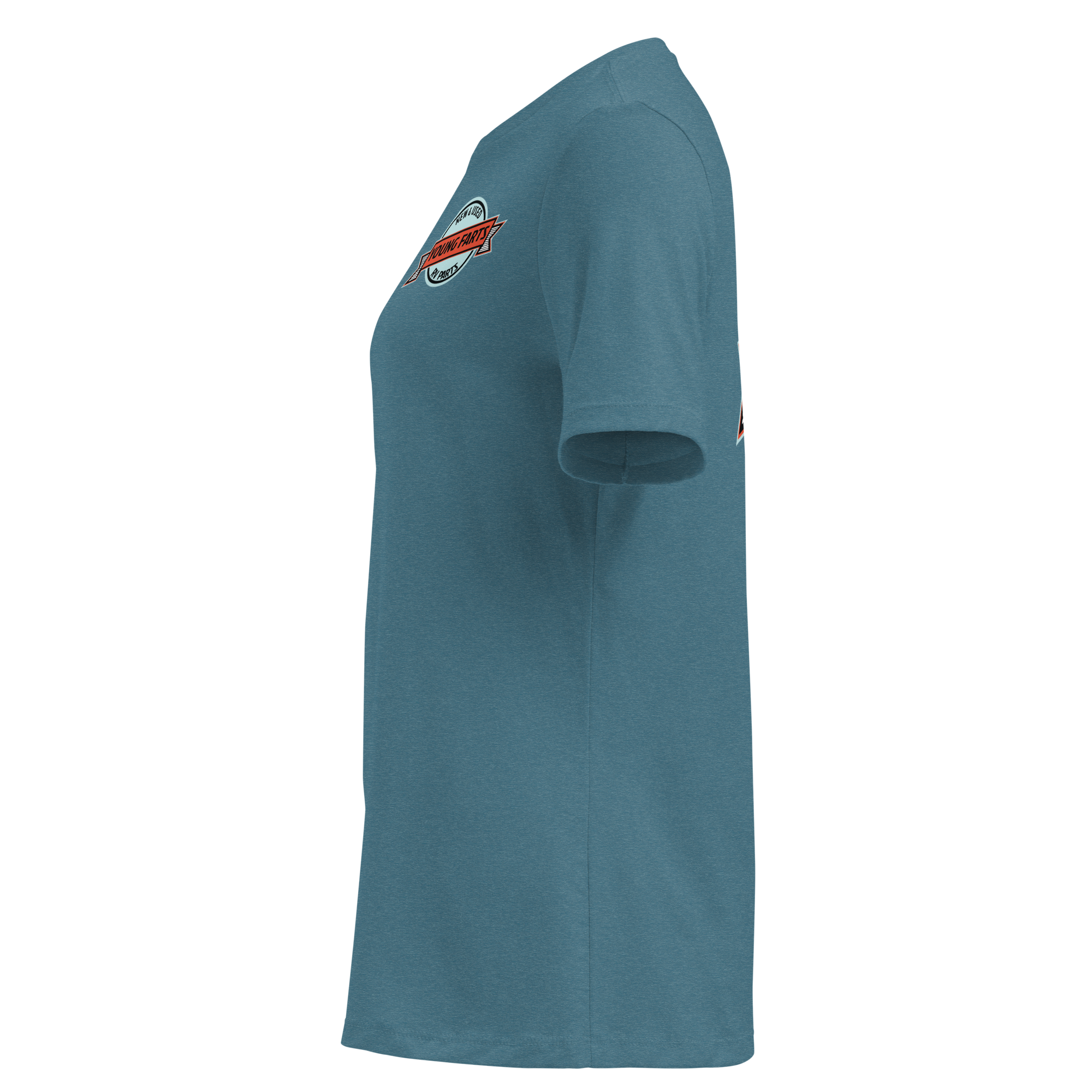 Young Farts Women’s Relaxed T-Shirt with front and back print in Heather Deep Teal