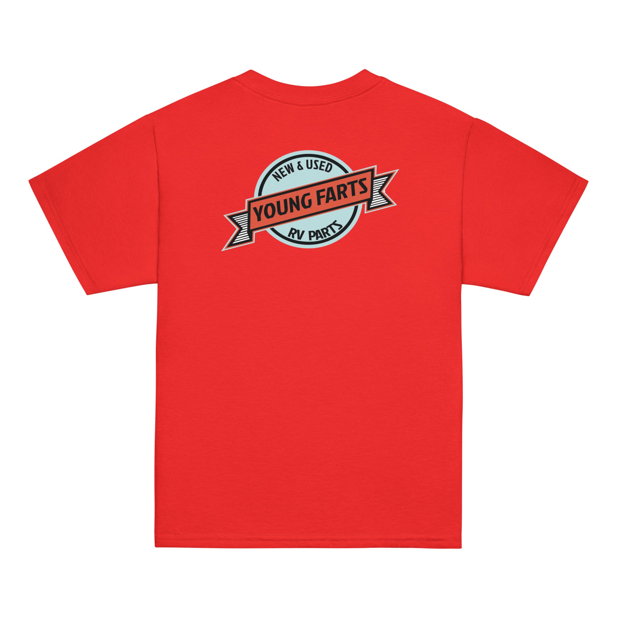 Young Farts Youth T-Shirt with front and back print in Red